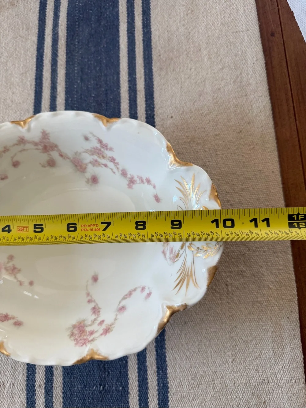 Haviland Limoges Porcelain Schleiger ?525 Pink Gold Floral Serving Bowl
